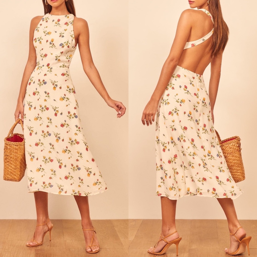 Reformation Harleen Floral Print Midi Dress 6